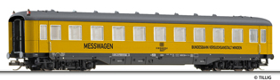 [Osobn vozy] → [Rychlkov] → [typ 38] → 16943 E: pracovn vz lut s tmav edou stechou „Bundesbahn-Versuchsanstalt Minden“