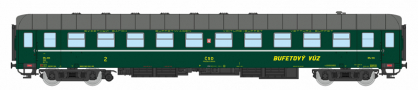 [Osobn vozy] → [Spn a osobn] → [4-os Bai „Ctydvk“] → 97200030: bufetov vz zelen s edou stechou 2. t. se sttnm znakem, Praha