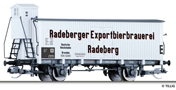 [Nkladn vozy] → [Kryt] → [2-os chladic] → 501721: chladic vz bl s edou stechou „Radeberger“