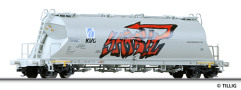 [Nkladn vozy] → [Samovsypn] → [4-os na sypk hmoty] → 15496G: ed s logem „KVG“ s graffiti