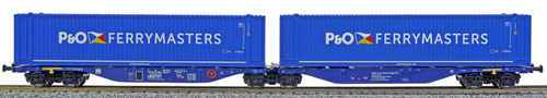 [Nkladn vozy] → [Nzkostnn] → [6-os Kombiwaggon] → H70507: dvoudln kontejnerov vz modr se dvma kontejnery 45′ „P&O“