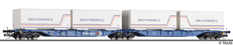 [Nkladn vozy] → [Nzkostnn] → [6-os Kombiwaggon] → 18034: dvoudln kontejnerov vz modr „Kombiwaggon“ se tymi kontejnery 20′ „Deutrans“
