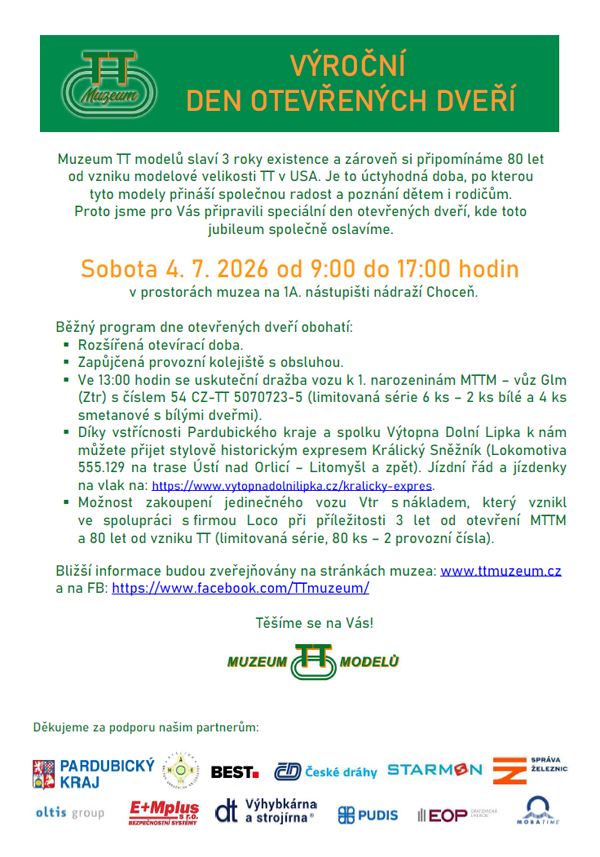 V�ro�n� den otev�en�ch dve�� v Muzeu TT model� v Chocni